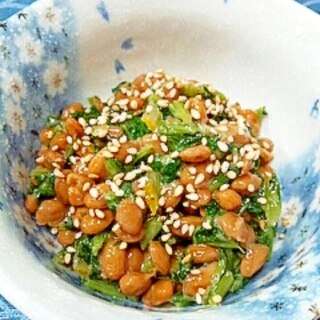 納豆の食べ方-柚子＆大根葉炒め♪